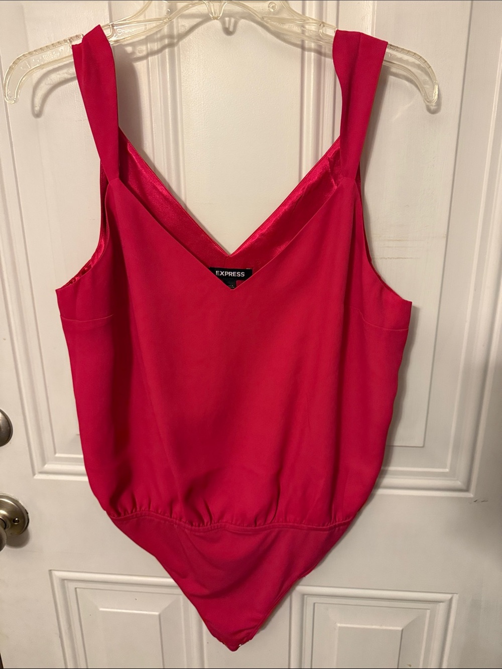 Express Bright Pink V-Neck Bodysuit